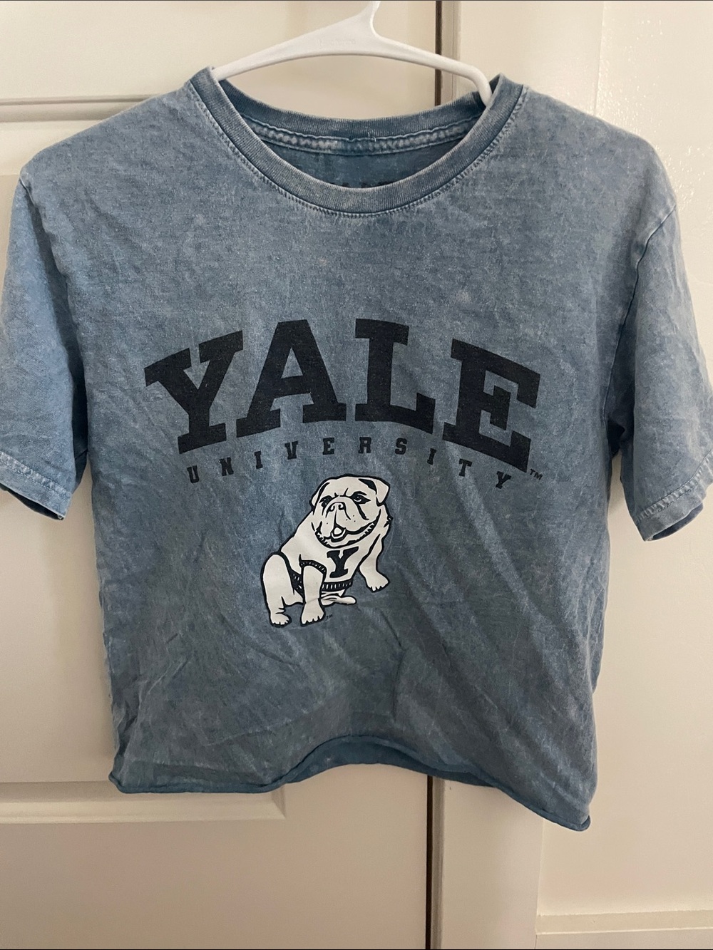 Faded Blue Cropped Yale University Short Sleeved Tee
